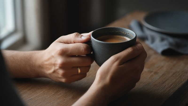 Quiet coffee moment — calm morning reflection
